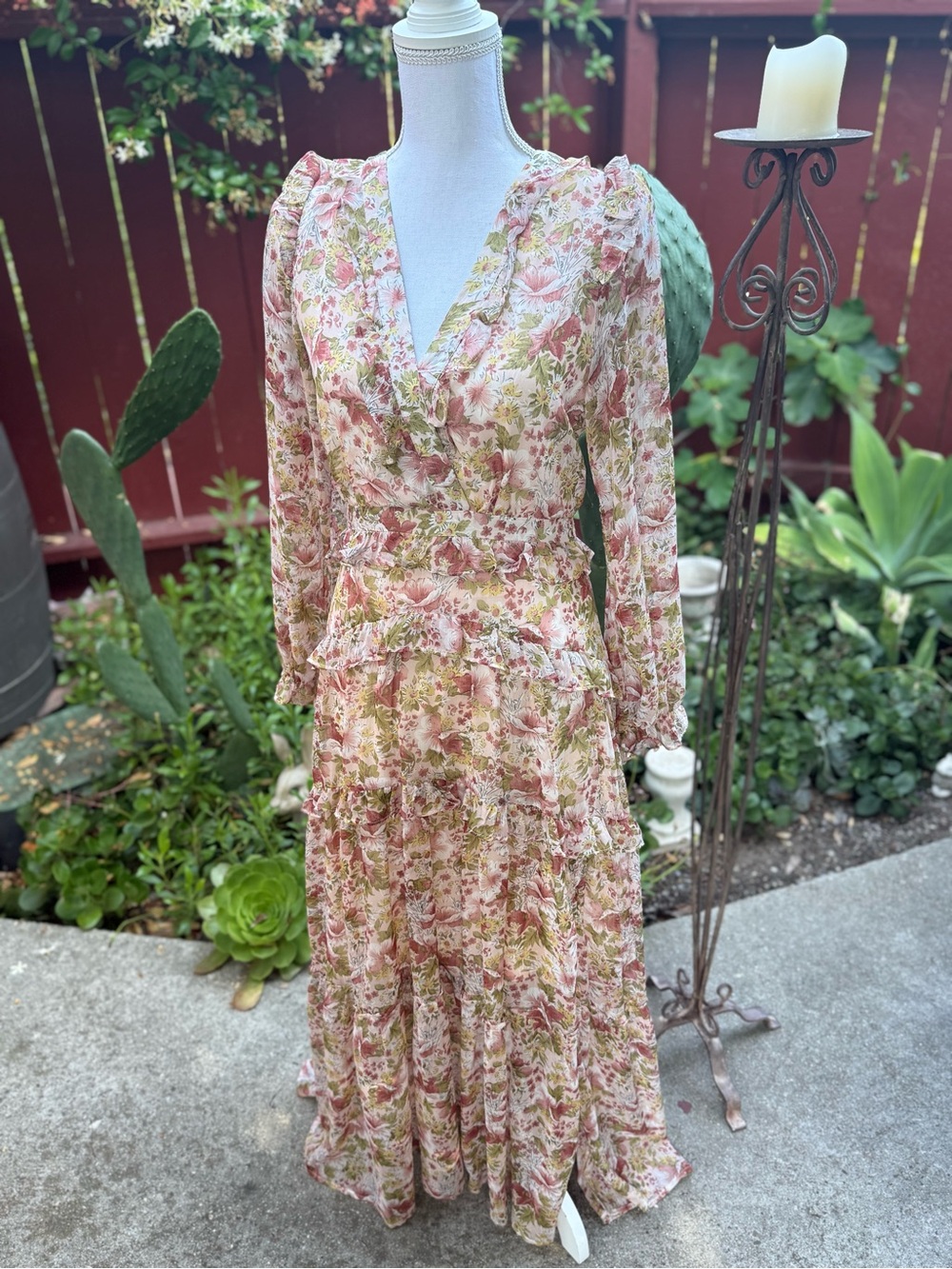 Fleur Dress in Peach Dusty Rose Floral Astr The Label